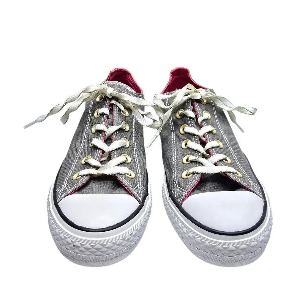 Converse Chuck Taylor All Star Low Double Tongue Sparkle Lace Gray White Pink Sn